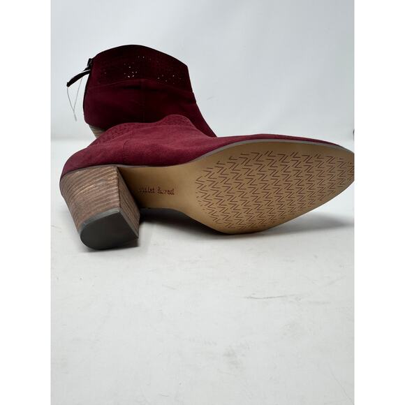 Brand New Violet & Red Women's 9 Burgundy Jackson Lazer Cut Booties Boots - Picture 9 of 11